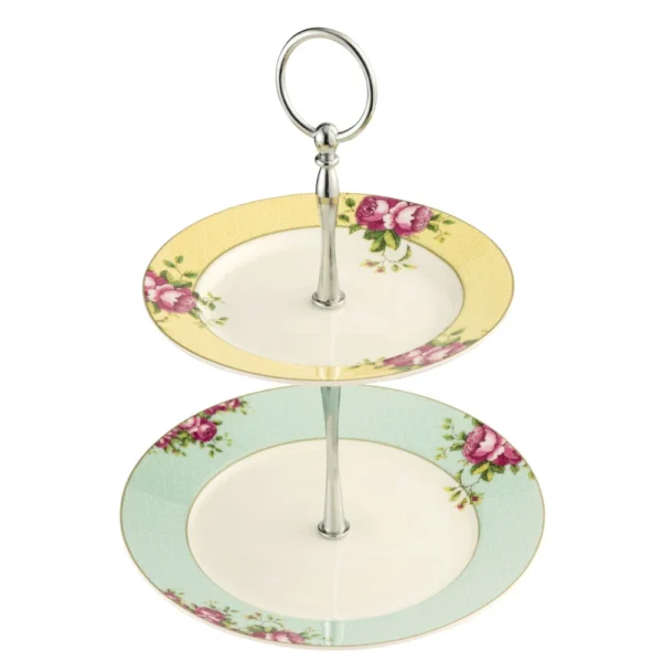 Aynsley Archive Rose Two-Tiered Cake Stand