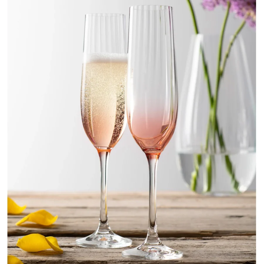 Galway crystal erne flute set of 2 in blush