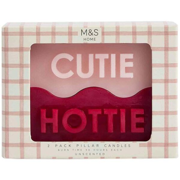 M&S Hottie & Cutie Pillar Candles, Unscented