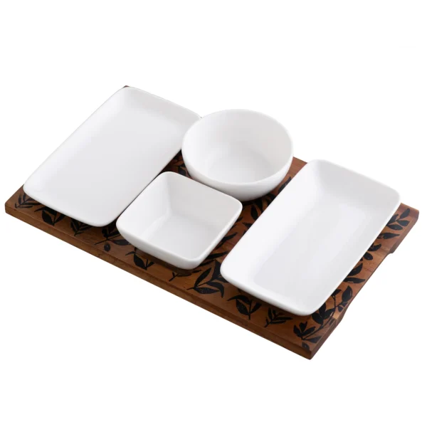 Belleek Living Graze Acacia & Porcelain Tapas Set