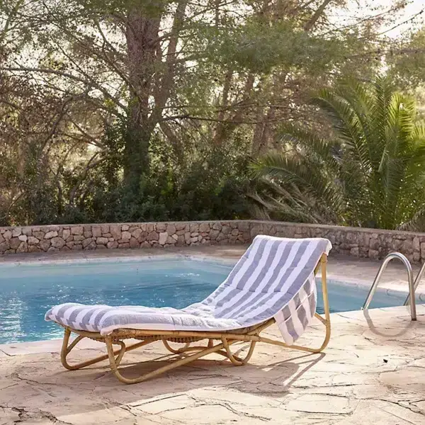 Blue Stripe Garden Lounger Towel Cover with Pocket