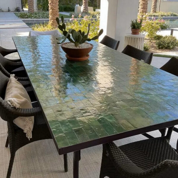 Handmade Green Mosaic Table, Customizable