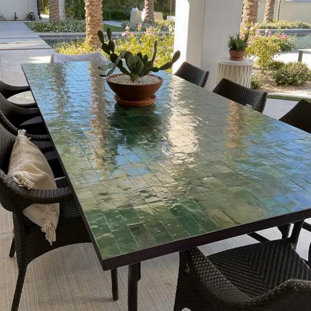 Handmade green mosaic table, customizable Handmade green mosaic table, customizable