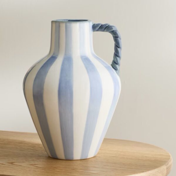 Medium Striped Ceramic Jug Vase
