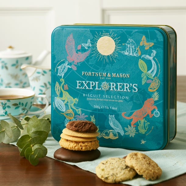 Fortnum's explorer's biscuit selection tin, 500g Fortnum's explorer's biscuit selection tin, 500g
