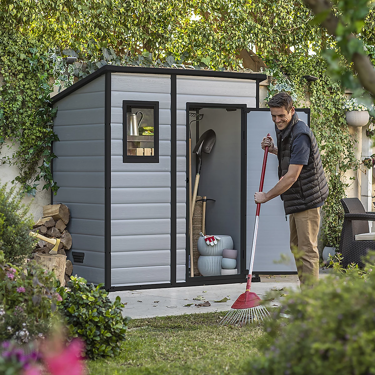 Klikstrom senner 6x4 ft pent grey shed with floor & 1 window Klikstrom senner 6x4 ft pent grey shed with floor & 1 window