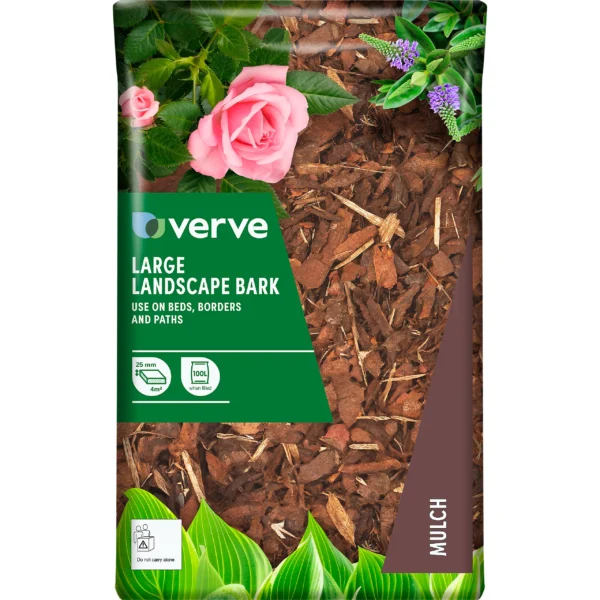 Verve Dark Brown Large Bark Chippings, 100L Bag