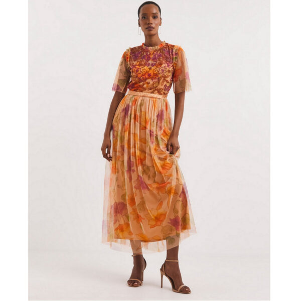 Joanna Hope Mesh Beaded Maxi Dress