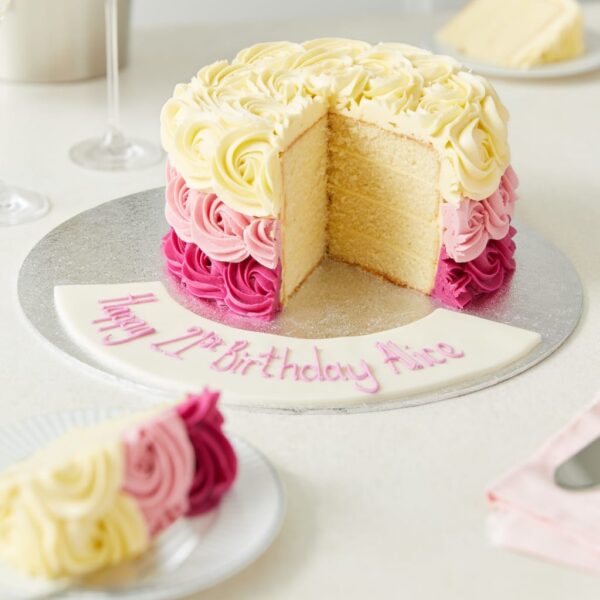 Personalised Piped Rose Sponge Cake (Serves 24) | M&S