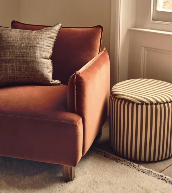 Costellini linen ottoman - olive stripe
