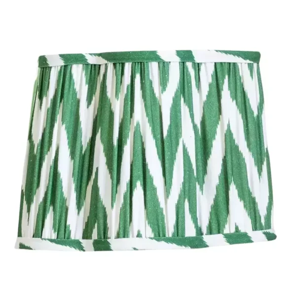 Scalloped cotton ikat lampshade - green - image 3