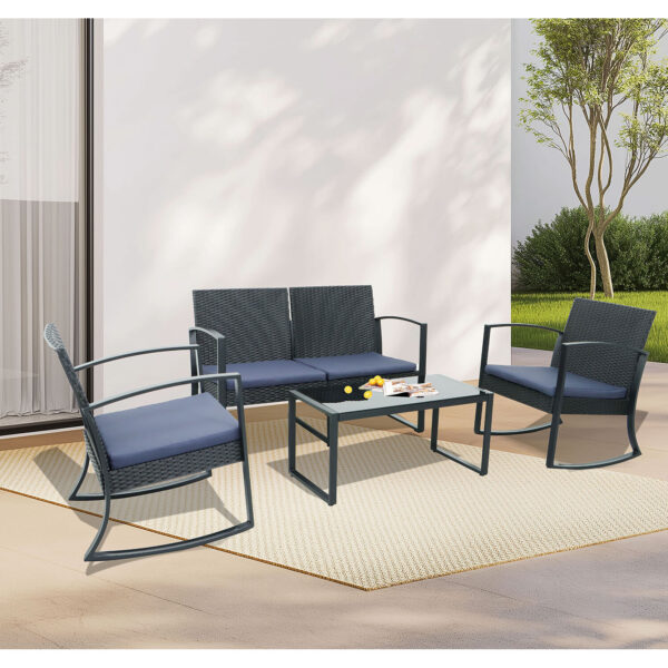Monza Garden Rocking Sofa Set, Black