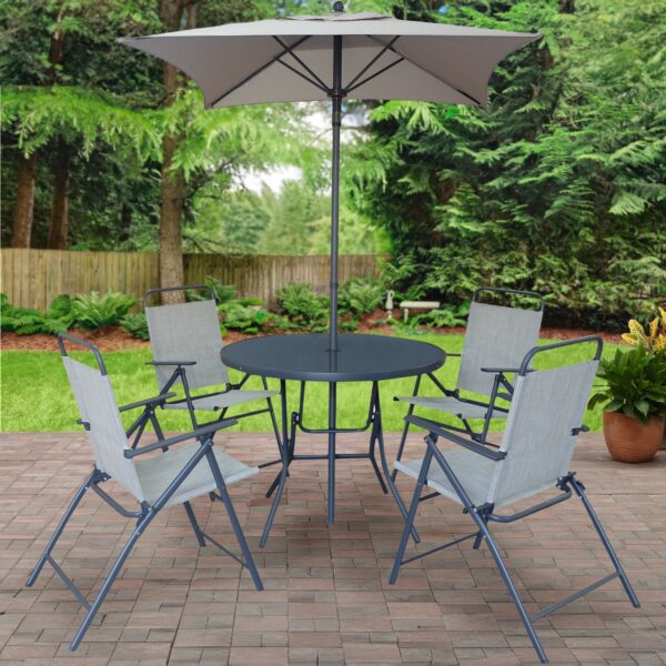 Malay outdoor essentials safina 4 seater foldable patio dining set sage