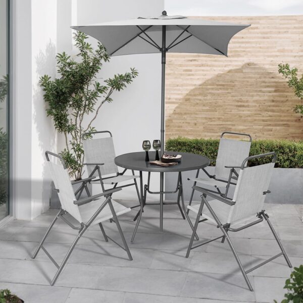 Malay outdoor essentials safina 4 seater foldable patio dining set sage