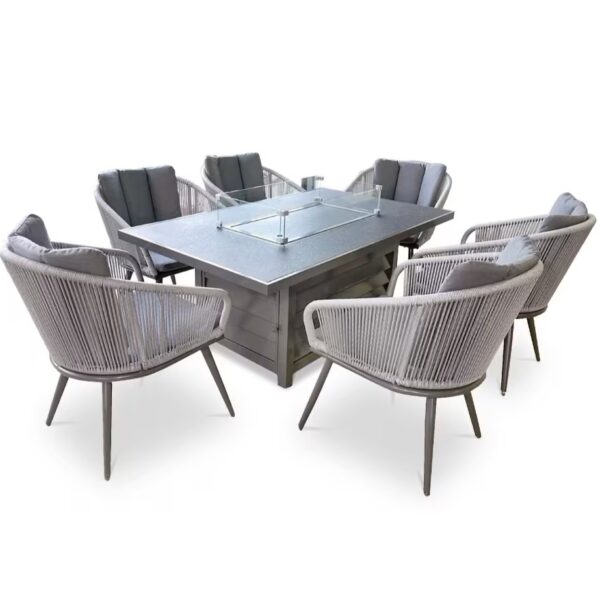 Aspen 6 Seater Garden Fire Pit Table & Chairs