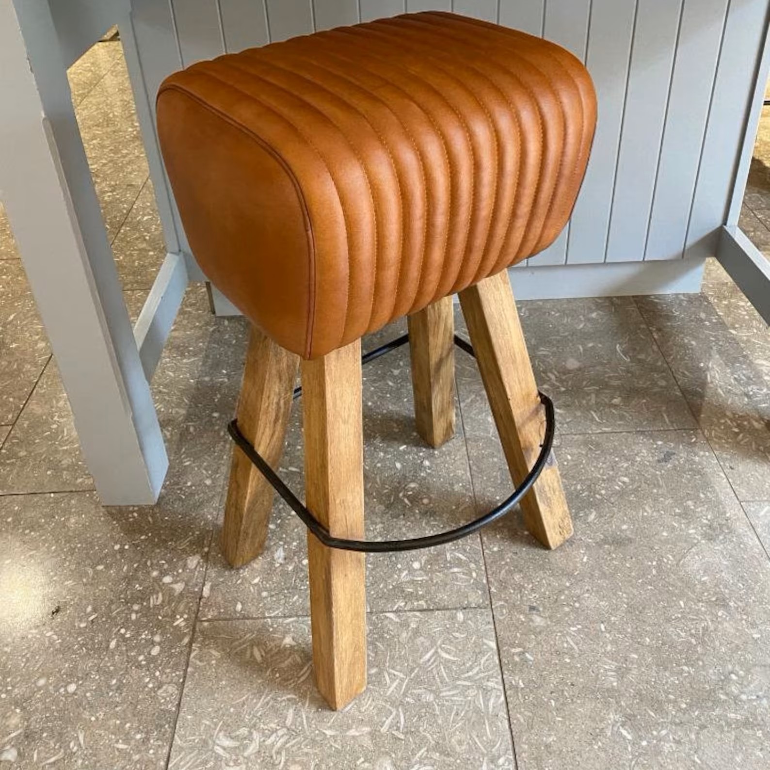 Leather pommel horse style breakfast bar stool Leather pommel horse style breakfast bar stool