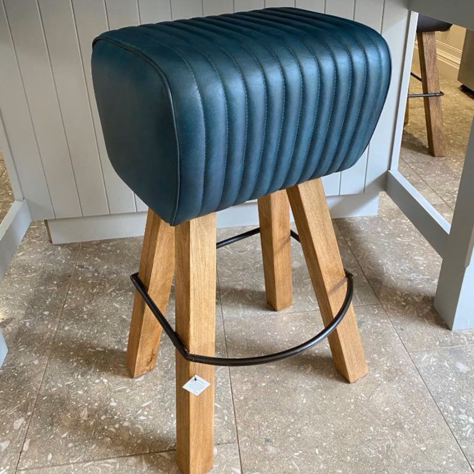Leather pommel horse style breakfast bar stool Leather pommel horse style breakfast bar stool