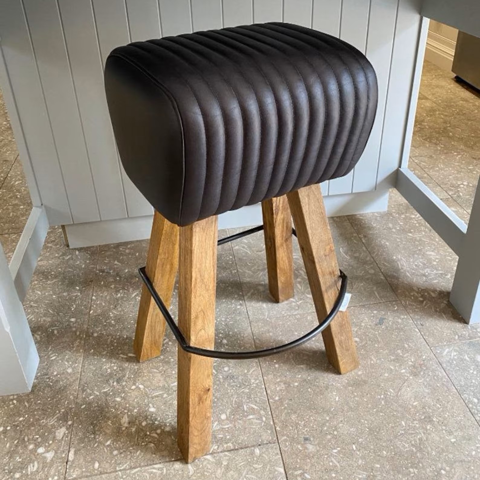 Leather pommel horse style breakfast bar stool Leather pommel horse style breakfast bar stool