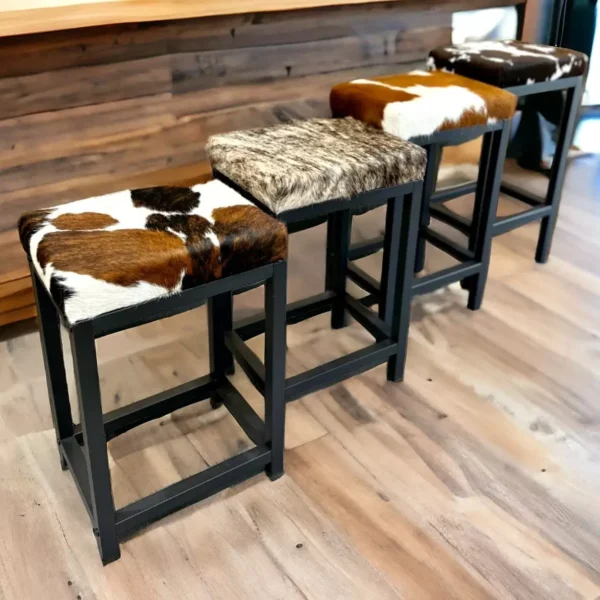 Genuine Cowhide and Steel Custom Made Stool