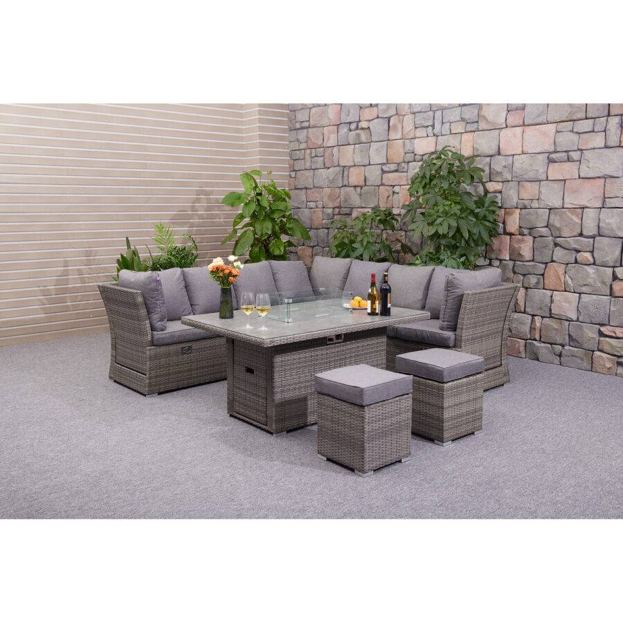 New hampshire 9 seater fire pit garden set – luxury outdoor comfort