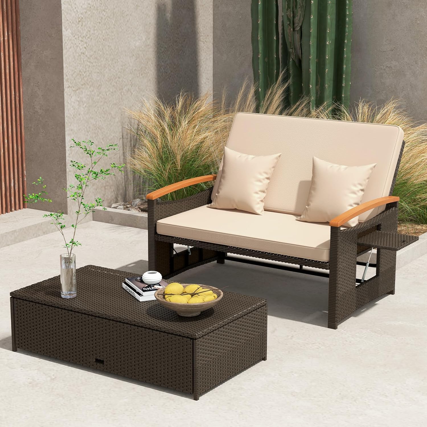 Costway large garden rattan sofa bed Costway large garden rattan sofa bed
