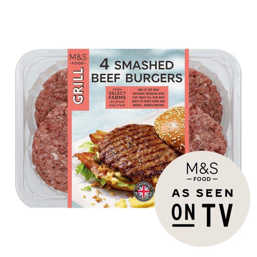 M&s 4 smashed beef burgers – a grill lover’s dream