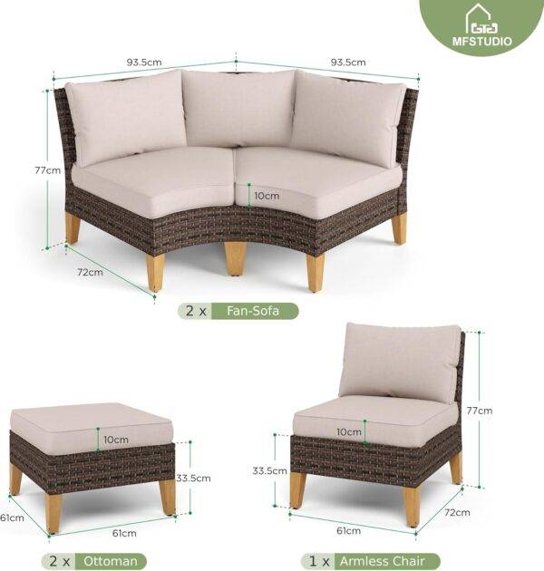 Mfstudio outdoor corner sofa set with table & stool - image 2