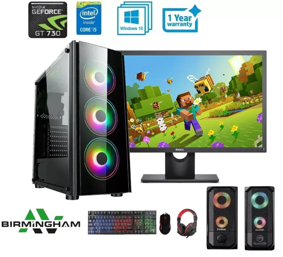 Fast gaming pc computer bundle intel quad core i5 16gb ssd+1tb win 11 2gb gt730