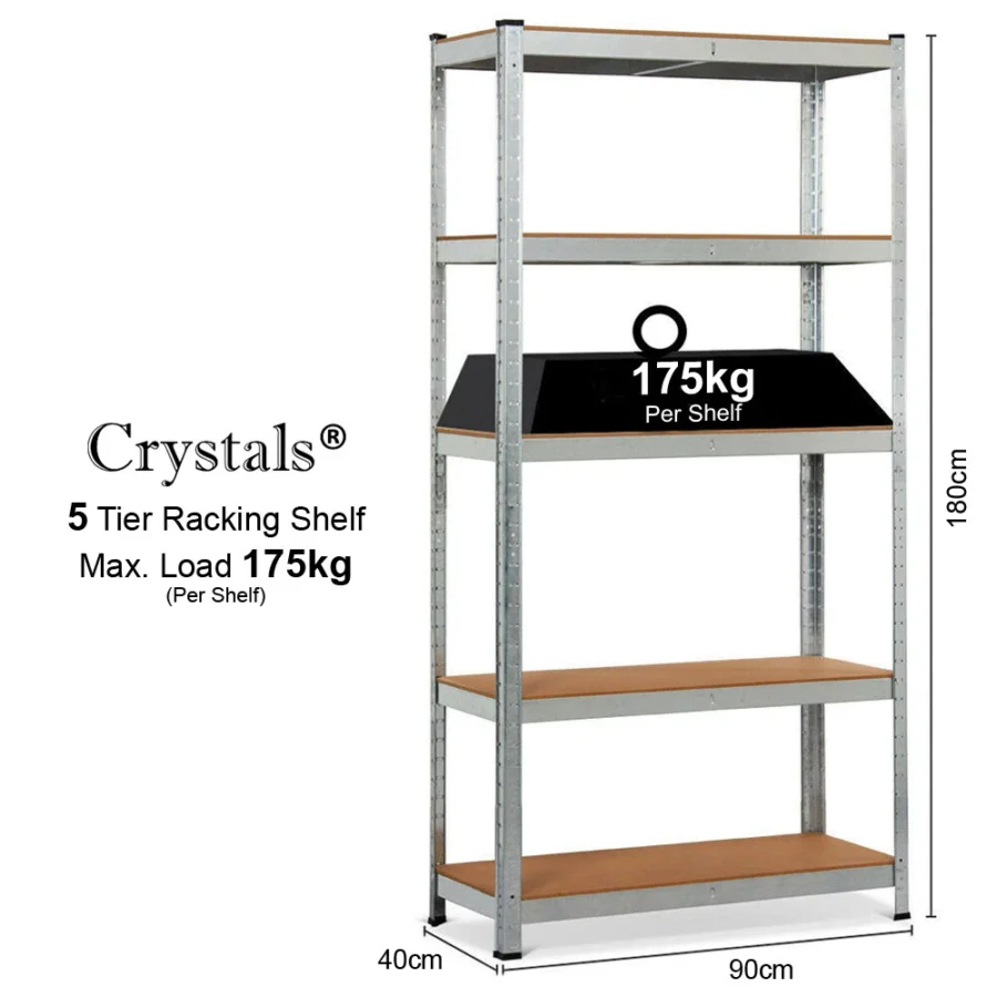 5 tier racking shelf heavy duty garage shelving storage shelves unit 180x90x40cm