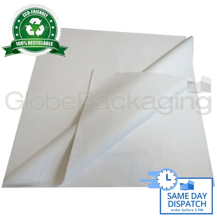 50 sheets of white acid-free tissue paper 500x750mm