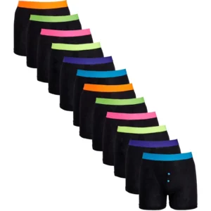 12 pairs men’s boxer shorts – designer black fashion band, cotton rich