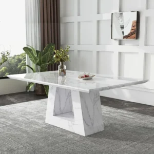Milan 6 seater white marble dining table