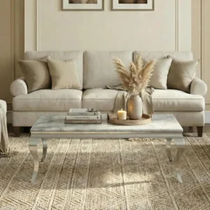 Louis grey marble and chrome coffee table