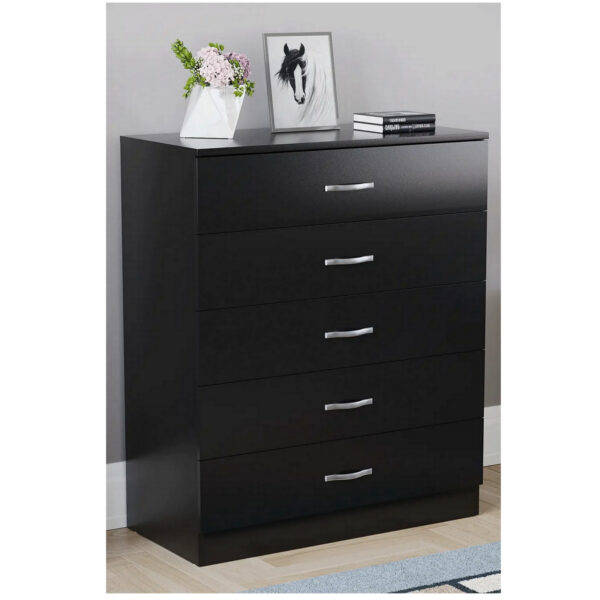 Vida designs riano 5‑drawer chest of drawers (black)