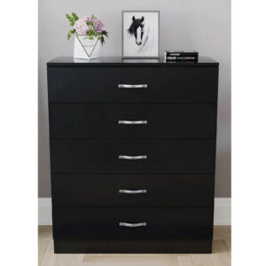 Vida designs riano 5‑drawer chest of drawers (black)